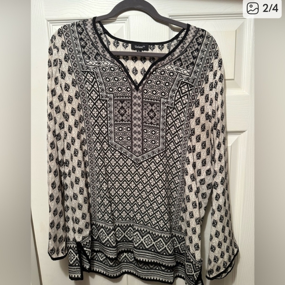 Tolani Anthropologie 100% Silk Tunic Blouse Size L - Picture 2 of 4